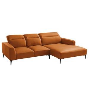 Ecksofa BERRIE mit Longchair Echtleder - Echtleder Neto: Hellbraun - Breite: 266 cm - Longchair davorstehend rechts