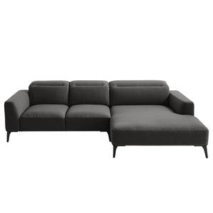 Ecksofa BERRIE mit Longchair Webstoff Milan: Anthrazit - Breite: 265 cm - Longchair davorstehend rechts