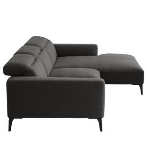 Ecksofa BERRIE mit Longchair Webstoff Milan: Anthrazit - Breite: 265 cm - Longchair davorstehend rechts