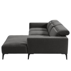 Ecksofa BERRIE mit Longchair Webstoff Milan: Anthrazit - Breite: 265 cm - Longchair davorstehend rechts