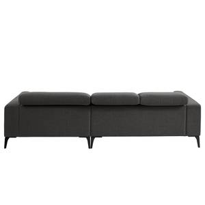 Ecksofa BERRIE mit Longchair Webstoff Milan: Anthrazit - Breite: 265 cm - Longchair davorstehend rechts