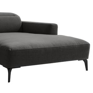 Ecksofa BERRIE mit Longchair Webstoff Milan: Anthrazit - Breite: 265 cm - Longchair davorstehend rechts