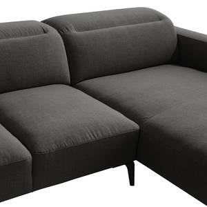 Ecksofa BERRIE mit Longchair Webstoff Milan: Anthrazit - Breite: 265 cm - Longchair davorstehend rechts