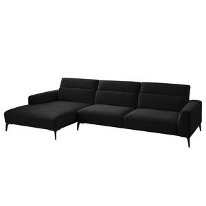 Ecksofa BERRIE mit Longchair Webstoff - Webstoff Saia: Anthrazit - Breite: 329 cm - Longchair davorstehend links