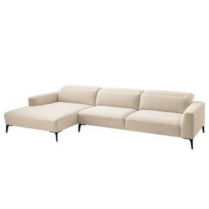 Ecksofa BERRIE mit Longchair Webstoff Saia: Beige - Breite: 328 cm - Longchair davorstehend links