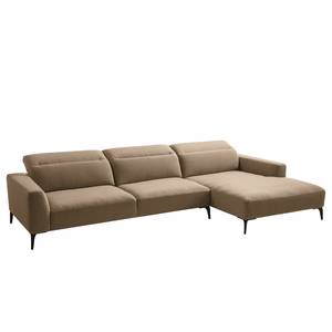 Ecksofa BERRIE mit Longchair Webstoff - Webstoff Milan: Grau-Braun - Breite: 329 cm - Longchair davorstehend rechts