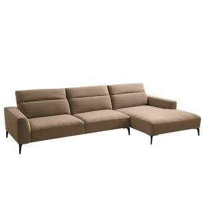 Ecksofa BERRIE mit Longchair Webstoff - Webstoff Milan: Grau-Braun - Breite: 329 cm - Longchair davorstehend rechts