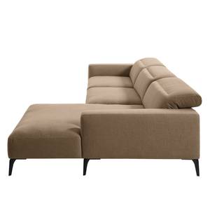 Ecksofa BERRIE mit Longchair Webstoff - Webstoff Milan: Grau-Braun - Breite: 329 cm - Longchair davorstehend rechts