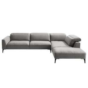 Ecksofa BERRIE mit Ottomane Webstoff Milan: Hellgrau - Breite: 325 cm - Ottomane davorstehend rechts