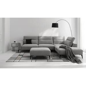 Ecksofa BERRIE mit Ottomane Webstoff Milan: Hellgrau - Breite: 325 cm - Ottomane davorstehend rechts