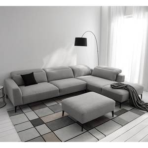 Ecksofa BERRIE mit Ottomane Webstoff Milan: Hellgrau - Breite: 325 cm - Ottomane davorstehend rechts