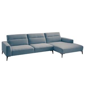 Ecksofa BERRIE mit Longchair Webstoff - Webstoff Saia: Denim - Breite: 329 cm - Longchair davorstehend rechts