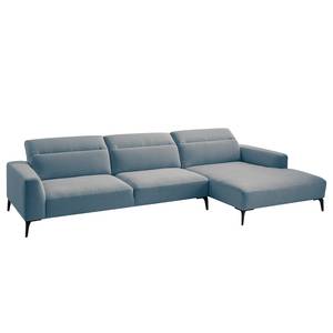 Ecksofa BERRIE mit Longchair Webstoff - Webstoff Saia: Denim - Breite: 329 cm - Longchair davorstehend rechts