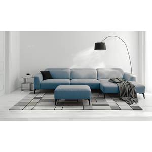 Ecksofa BERRIE mit Longchair Webstoff - Webstoff Saia: Denim - Breite: 329 cm - Longchair davorstehend rechts