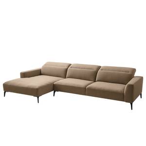 Ecksofa BERRIE mit Longchair Webstoff - Webstoff Milan: Grau-Braun - Breite: 329 cm - Longchair davorstehend links