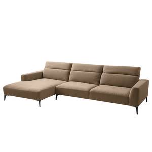 Ecksofa BERRIE mit Longchair Webstoff - Webstoff Milan: Grau-Braun - Breite: 329 cm - Longchair davorstehend links