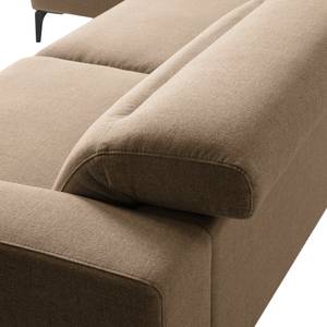 Ecksofa BERRIE mit Longchair Webstoff - Webstoff Milan: Grau-Braun - Breite: 329 cm - Longchair davorstehend links