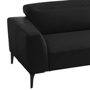 Ecksofa BERRIE mit Longchair Echtleder - Echtleder Neto: Schwarz - Breite: 329 cm - Longchair davorstehend rechts