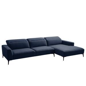 Ecksofa BERRIE mit Longchair Webstoff - Webstoff Milan: Dunkelblau - Breite: 329 cm - Longchair davorstehend rechts