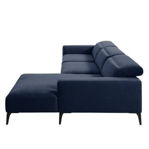 Ecksofa BERRIE mit Longchair Webstoff - Webstoff Milan: Dunkelblau - Breite: 329 cm - Longchair davorstehend rechts