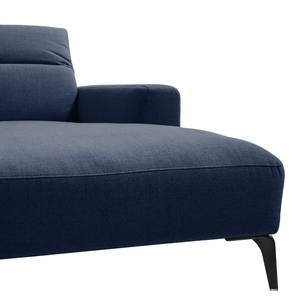 Ecksofa BERRIE mit Longchair Webstoff - Webstoff Milan: Dunkelblau - Breite: 329 cm - Longchair davorstehend rechts