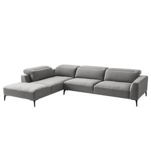 Ecksofa BERRIE mit Ottomane Webstoff Milan: Hellgrau - Breite: 325 cm - Ottomane davorstehend links