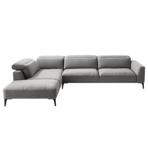 Ecksofa BERRIE mit Ottomane Webstoff Milan: Hellgrau - Breite: 325 cm - Ottomane davorstehend links