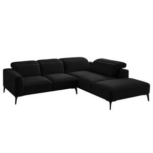 Ecksofa BERRIE mit Ottomane Webstoff - Webstoff Saia: Anthrazit - Breite: 263 cm - Ottomane davorstehend rechts