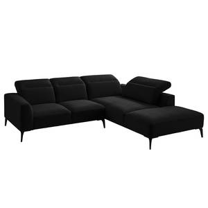 Ecksofa BERRIE mit Ottomane Webstoff - Webstoff Saia: Anthrazit - Breite: 263 cm - Ottomane davorstehend rechts