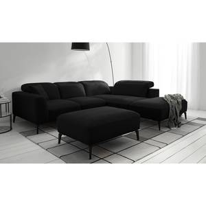 Ecksofa BERRIE mit Ottomane Webstoff - Webstoff Saia: Anthrazit - Breite: 263 cm - Ottomane davorstehend rechts