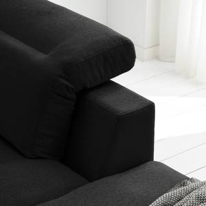 Ecksofa BERRIE mit Ottomane Webstoff - Webstoff Saia: Anthrazit - Breite: 263 cm - Ottomane davorstehend rechts