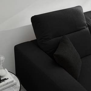 Ecksofa BERRIE mit Ottomane Webstoff - Webstoff Saia: Anthrazit - Breite: 263 cm - Ottomane davorstehend rechts