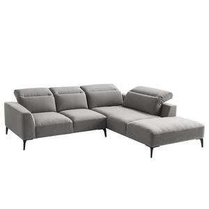 Ecksofa BERRIE mit Ottomane Webstoff - Webstoff Milan: Hellgrau - Breite: 263 cm - Ottomane davorstehend rechts