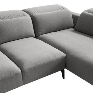 Ecksofa BERRIE mit Ottomane Webstoff - Webstoff Milan: Hellgrau - Breite: 263 cm - Ottomane davorstehend rechts