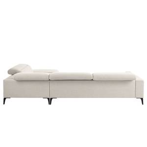 Ecksofa BERRIE mit Ottomane Webstoff - Webstoff Milan: Altweiß - Breite: 325 cm - Ottomane davorstehend rechts