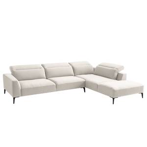 Ecksofa BERRIE mit Ottomane Webstoff - Webstoff Milan: Altweiß - Breite: 325 cm - Ottomane davorstehend rechts