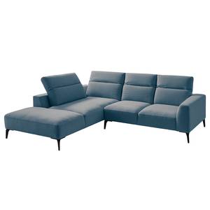 Ecksofa BERRIE mit Ottomane Webstoff - Webstoff Saia: Denim - Breite: 263 cm - Ottomane davorstehend links