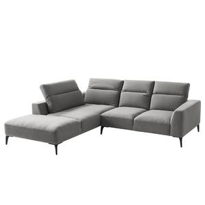 Ecksofa BERRIE mit Ottomane Webstoff Milan: Hellgrau - Breite: 263 cm - Ottomane davorstehend links