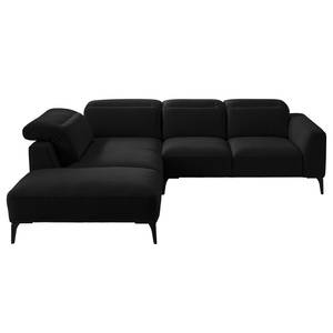 Ecksofa BERRIE mit Ottomane Webstoff - Webstoff Saia: Anthrazit - Breite: 263 cm - Ottomane davorstehend links