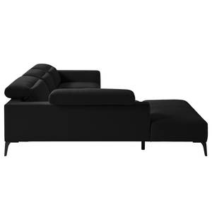 Ecksofa BERRIE mit Ottomane Webstoff - Webstoff Saia: Anthrazit - Breite: 263 cm - Ottomane davorstehend links