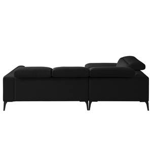 Ecksofa BERRIE mit Ottomane Webstoff - Webstoff Saia: Anthrazit - Breite: 263 cm - Ottomane davorstehend links