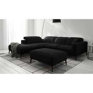 Ecksofa BERRIE mit Ottomane Webstoff - Webstoff Saia: Anthrazit - Breite: 263 cm - Ottomane davorstehend links