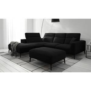 Ecksofa BERRIE mit Ottomane Webstoff - Webstoff Saia: Anthrazit - Breite: 263 cm - Ottomane davorstehend links