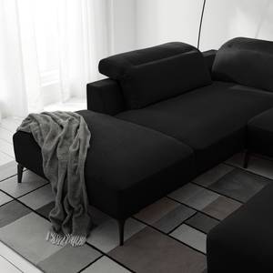 Ecksofa BERRIE mit Ottomane Webstoff - Webstoff Saia: Anthrazit - Breite: 263 cm - Ottomane davorstehend links