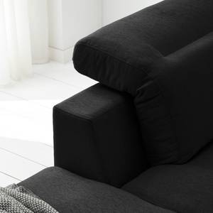 Ecksofa BERRIE mit Ottomane Webstoff - Webstoff Saia: Anthrazit - Breite: 263 cm - Ottomane davorstehend links