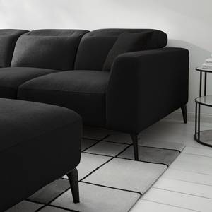 Ecksofa BERRIE mit Ottomane Webstoff - Webstoff Saia: Anthrazit - Breite: 263 cm - Ottomane davorstehend links