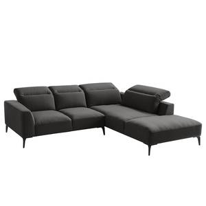 Ecksofa BERRIE mit Ottomane Webstoff Milan: Anthrazit - Breite: 263 cm - Ottomane davorstehend rechts