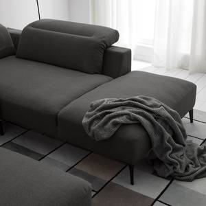 Ecksofa BERRIE mit Ottomane Webstoff Milan: Anthrazit - Breite: 263 cm - Ottomane davorstehend rechts