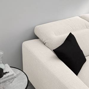 Canapé d’angle BERRIE méridienne longue Tissu Milan : Blanc vieilli - Largeur : 263 cm - Méridienne longue à droite (vue de face)