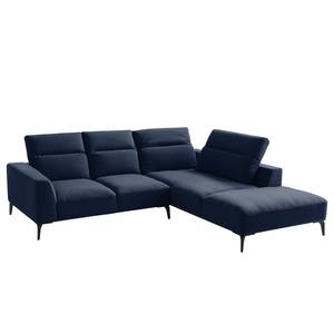 Ecksofa BERRIE mit Ottomane Webstoff - Webstoff Milan: Dunkelblau - Breite: 263 cm - Ottomane davorstehend rechts